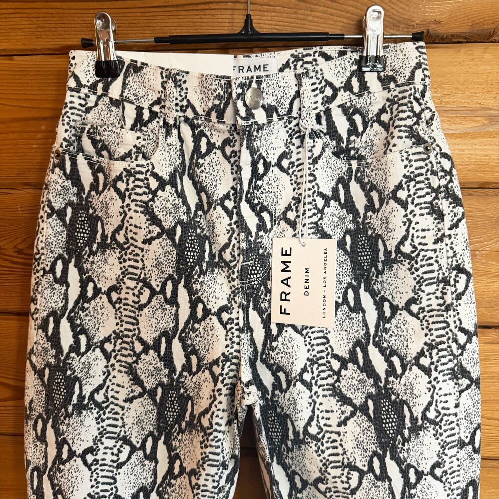 NWT Frame Ali High-Rise Cigarette Python-Print Je… - image 5